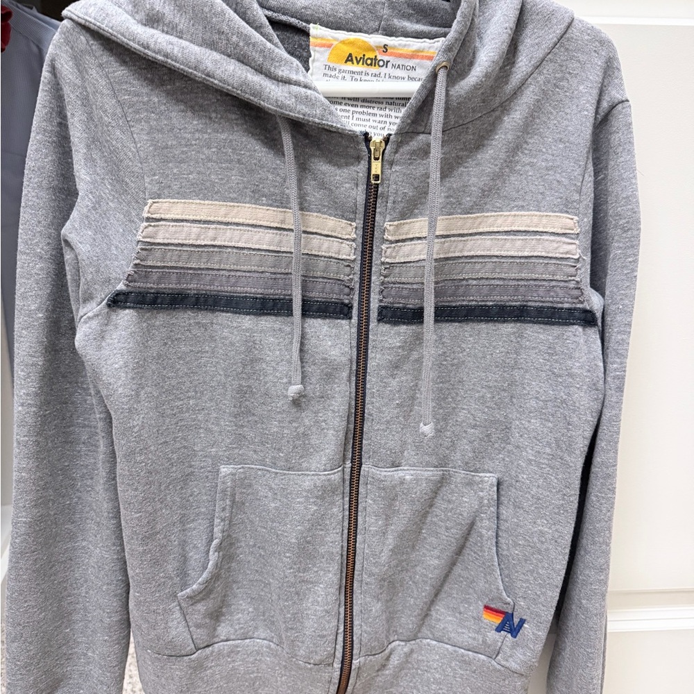 Aviator Nation Gray Zip-Up Hoodie